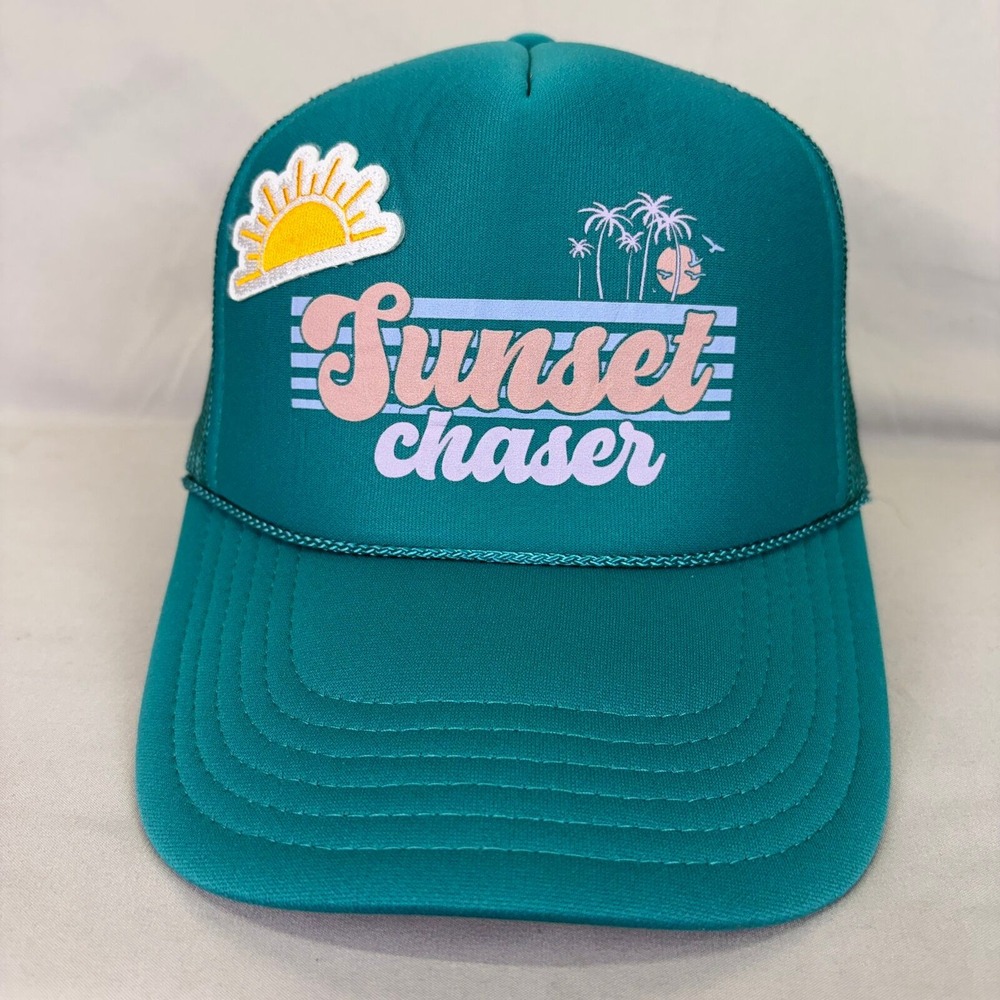 Otto Trucker Hat Sunset Chaser Unisex OSFM Teal Mesh Snapback Cap